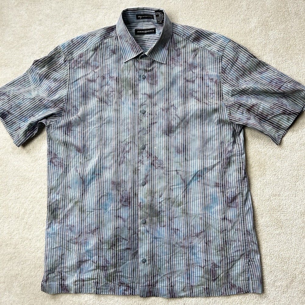 Vintage Jhane Barnes Button Up Shirt Men's Med Psychedelic Abstract Woven Italy